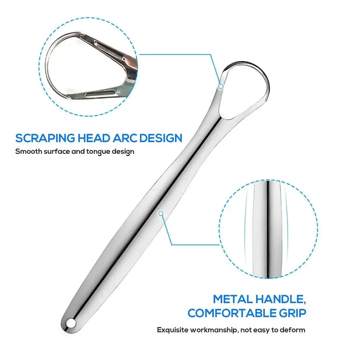 Premium 1pcs/3pcs Metal Stainless Steel Tongue Scraper Cleaner for Adults & Kids - LooksMax Central -