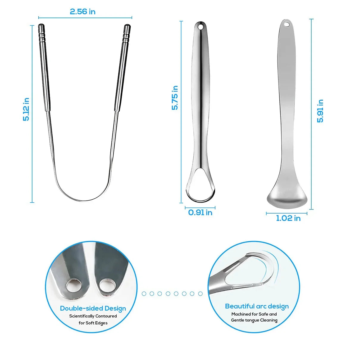 Premium 1pcs/3pcs Metal Stainless Steel Tongue Scraper Cleaner for Adults & Kids