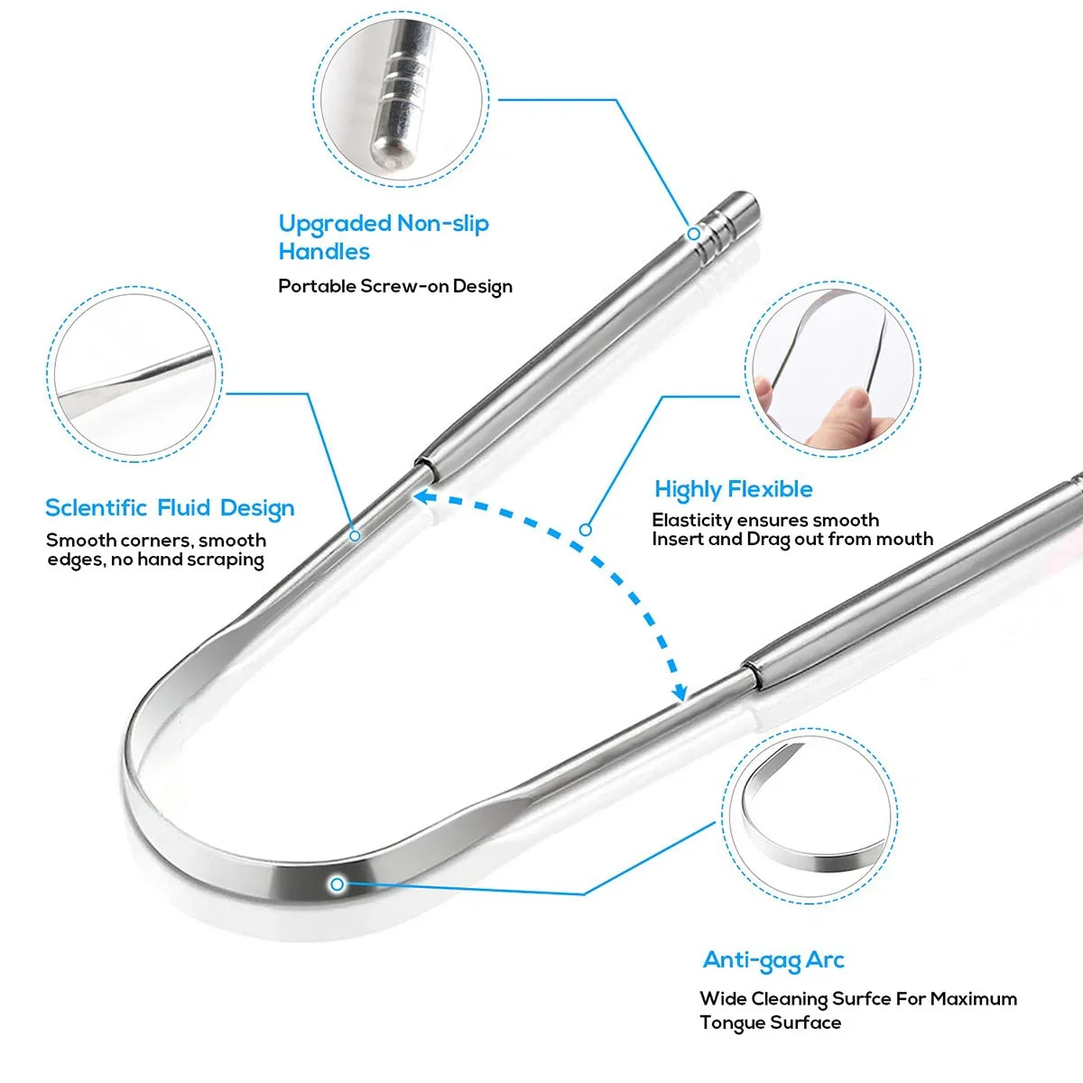 Premium 1pcs/3pcs Metal Stainless Steel Tongue Scraper Cleaner for Adults & Kids